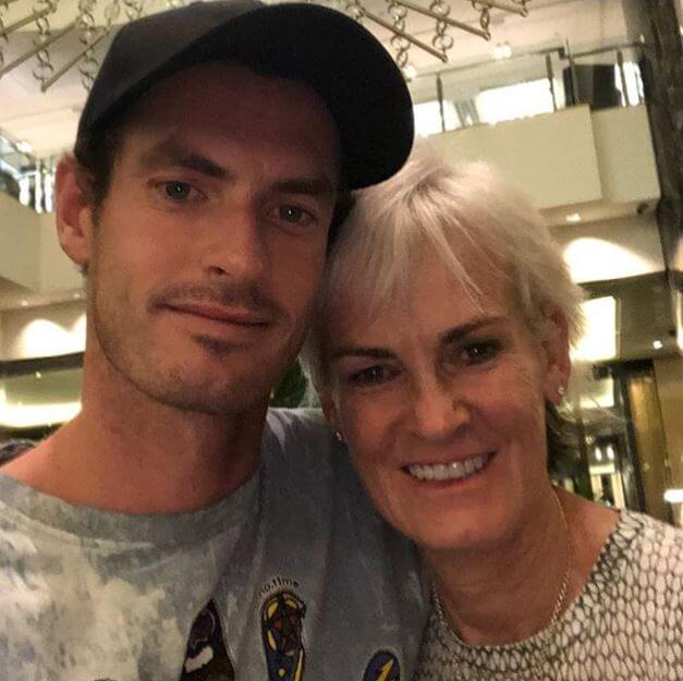 Edie Murray's dad, Andy Murray, with her grandmother, Judy Murray.